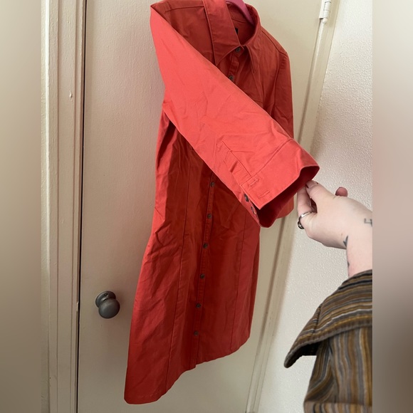 Club Monaco Peachy Orange Button Up Dress w/ a 3/4 Length Sleeves Size 8 or M/L - Picture 5 of 7